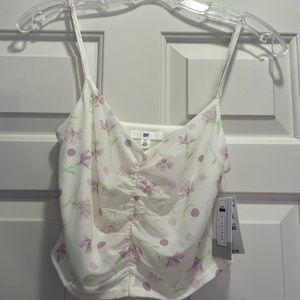 Brass Plum Floral Ruched Tank XS NWT